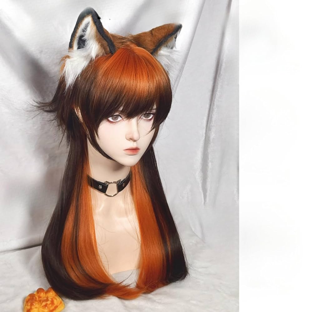 RADIALL × Straight Up cootie DragonAsh Lace Front>>dark blue 76cm long slicked-back straight